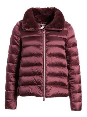Save The Duck Mei Women's Faux Fur Collar Puffer Jacket Burgundy Size 3 / M - L
